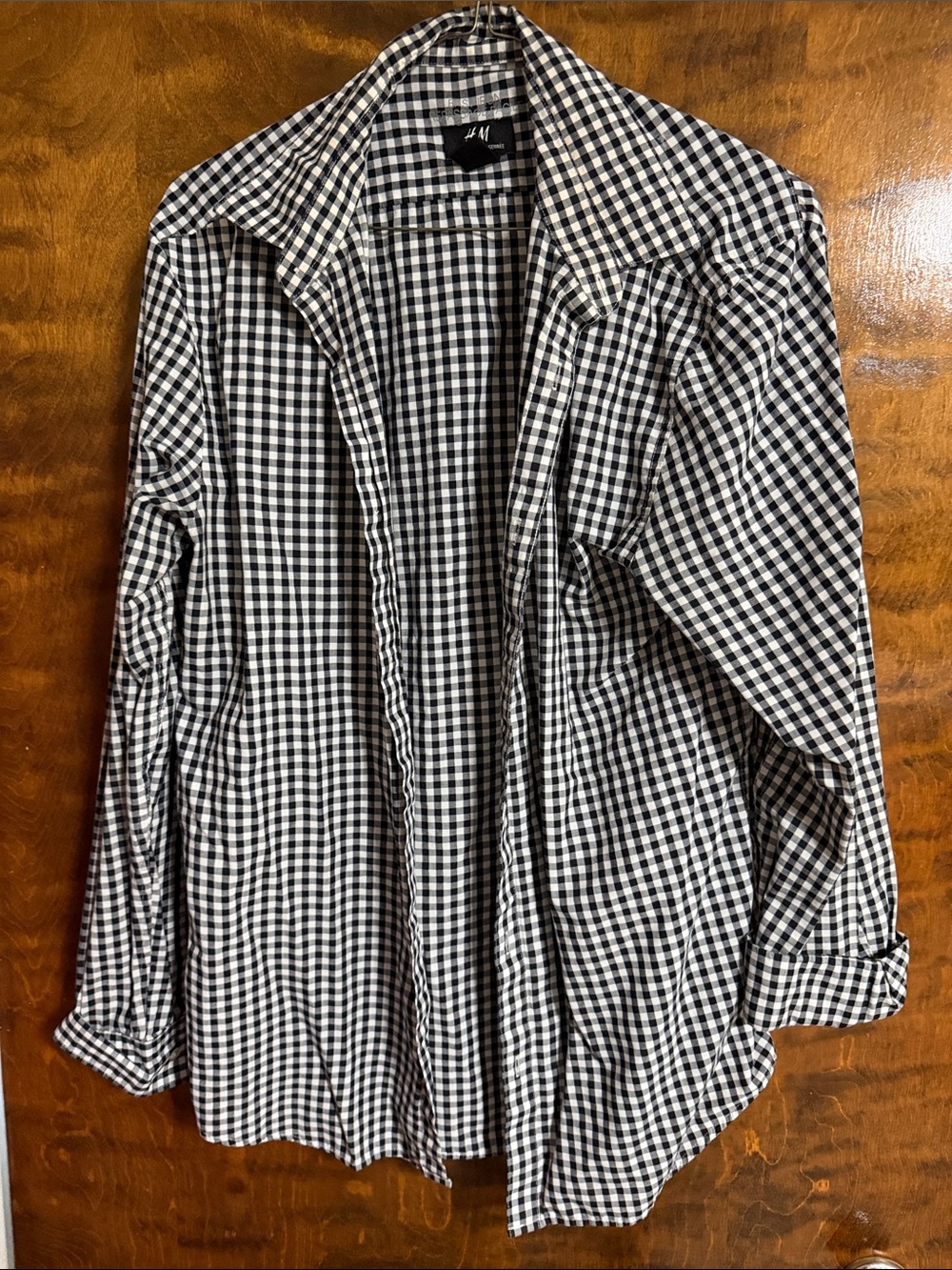 H&M Black & White Gingham Button-Down Jacket